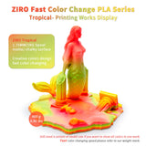 ZIRO 3D Printer Filament, Faster Color Change Filament 1.75mm, Color Gradient Material, No-Shine Rainbow PLA, Dimensional Accuracy +/- 0.03mm, Fit Most FDM Printer 1KG Spool, Tropical (Matte) ZIRO