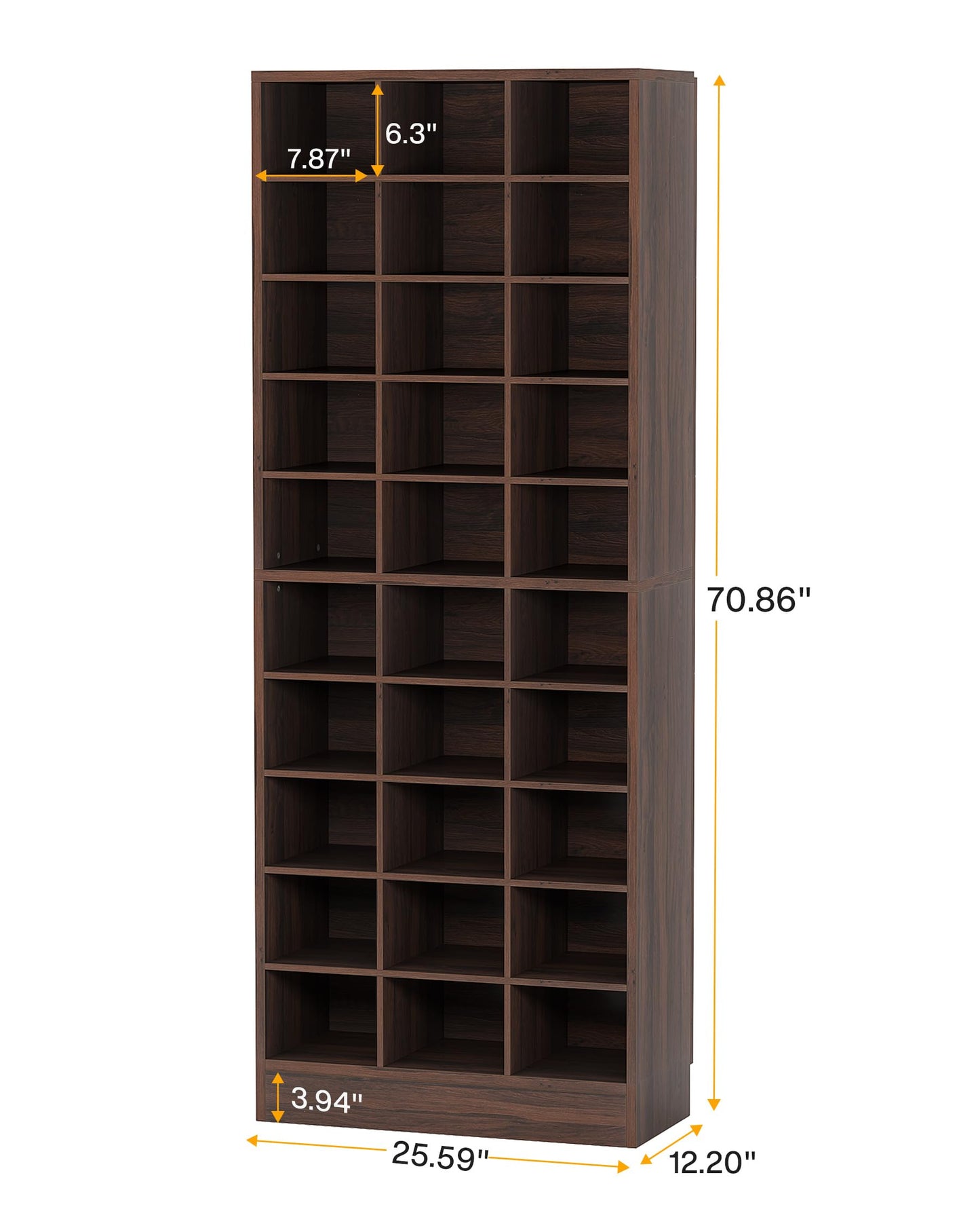 Tribesigns 10-Tier Shoe Storage Cabinet, Espresso Wooden Shoe Rack with 30 Cubbies, Freestanding Tall Entryway Shoe Organizer for Closet, Entryway, Living Room