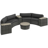 Outsunny 8 Piece Patio Furniture Set with 4 Rattan Sofa Chairs & 4 Tables, Outdoor Conversation Set with Storage & Umbrella Hole for Backyard, Lawn and Pool, Mixed Gray Outsunny