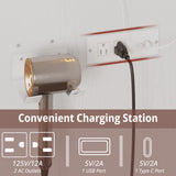 IRONCK Vanity Desk with Mirror and Lights, Small Makeup Vanity Table with 5 Drawers, Power Outlet, and Vanity Stool, 3 Lighting Colors, Dressing Table for Women Girls Bedroom, White IRONCK