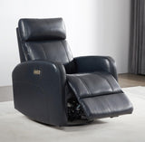 CHITA Genuine Leather Power Swivel Glider Recliner Chair for Adults, FSC Certified Electric Nursery Rocker Recliner Chair for Living Room, Navy Blue CHITA