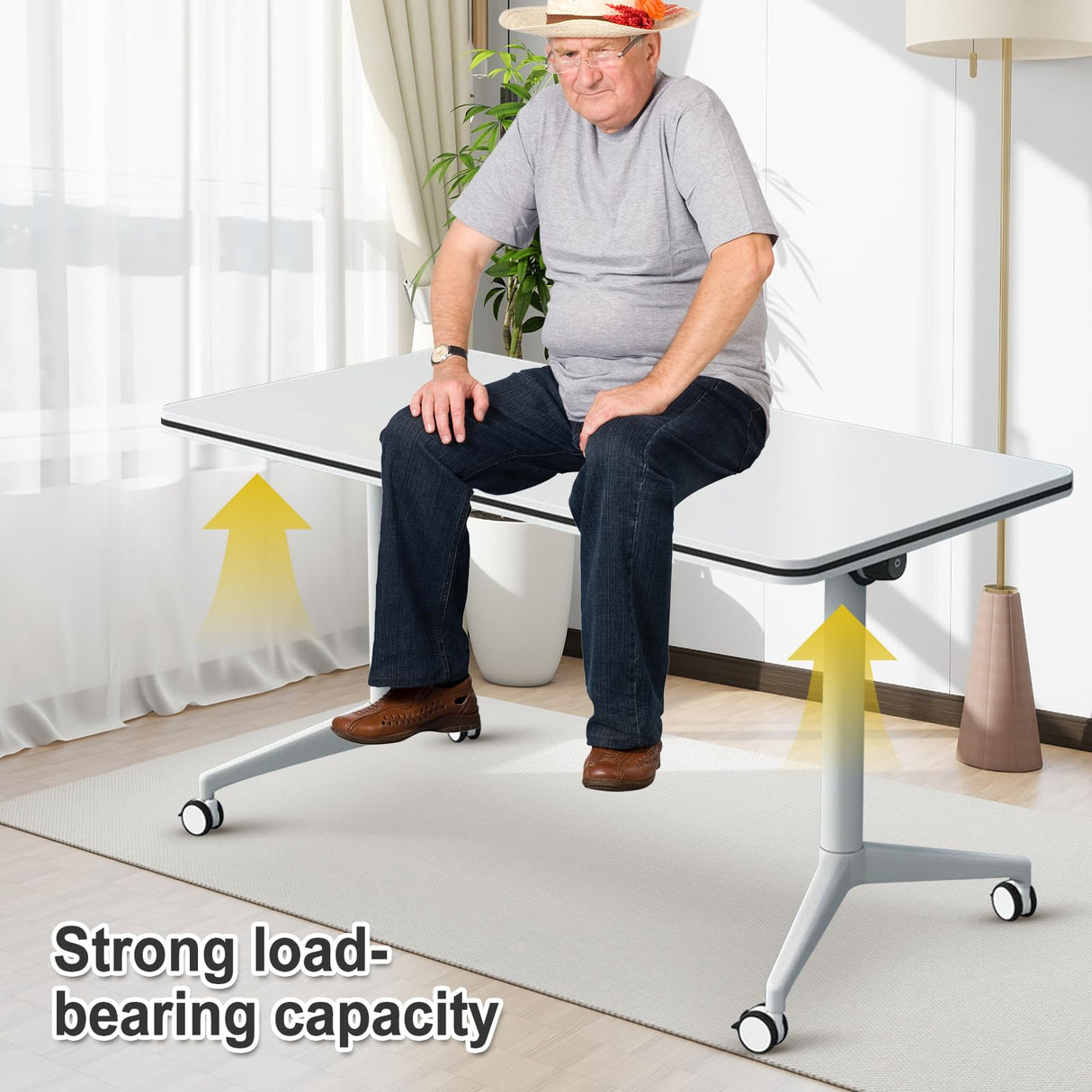 Ptosziav Folding Conference Table Conference Room Table, Modern Flip Top Mobile Training Table, Foldable Meeting Table for Office Training Room,Meeting Seminar Tables with Caster Wheels(2 Pcs 55.1IN) Ptosziav