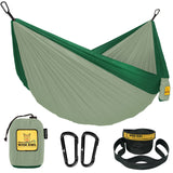 Wise Owl Outfitters Camping Hammock - Camping Essentials, Portable Hammock w/Tree Straps Up to 500lbs, Hammock for Outside, Hiking, and Travel - Double, Sage and Dark Green Wise Owl Outfitters