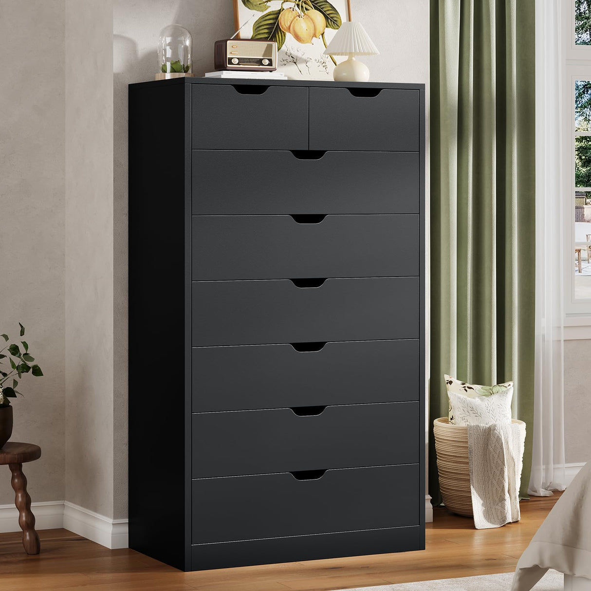 HAUOMS Tall 8 Drawer Black Dresser, Modern Chest of Drawers for Bedroom,Closet Dressers with Drawers for Living Room, Entryway, Hallway HAUOMS