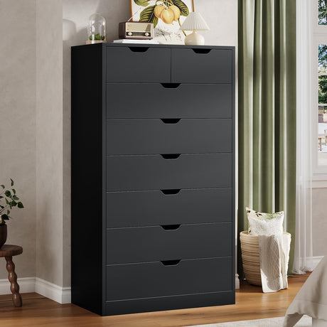 HAUOMS Tall 8 Drawer Black Dresser, Modern Chest of Drawers for Bedroom,Closet Dressers with Drawers for Living Room, Entryway, Hallway HAUOMS