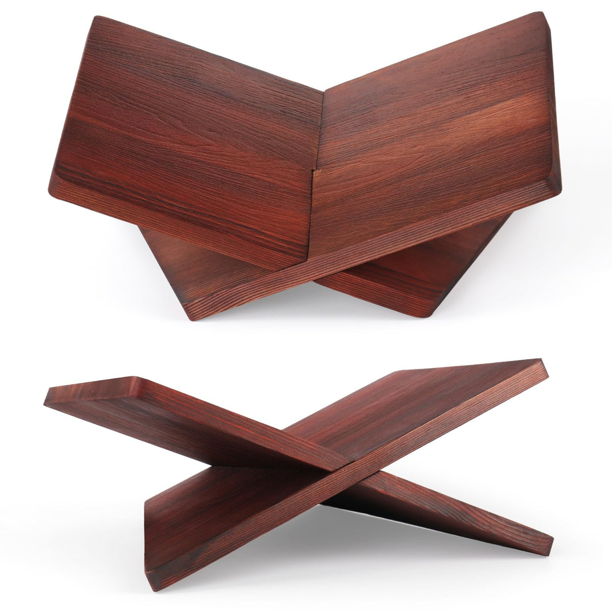 Wood Book Stand for Reading - 15° Angle Book Display Stand for Cookbooks, Textbooks, Sheet Music & Tablets, Magazines (Redwood) Onzsiefa