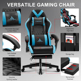 TUKAKA Gaming Chair,Ergonomic Massage Computer Office Desk Chair with Footrest,Pocket Spring Cushion,Reclining Leather Adjustable Gamer Chair with Headrest and Lumbar Support,Blue TUKAKA
