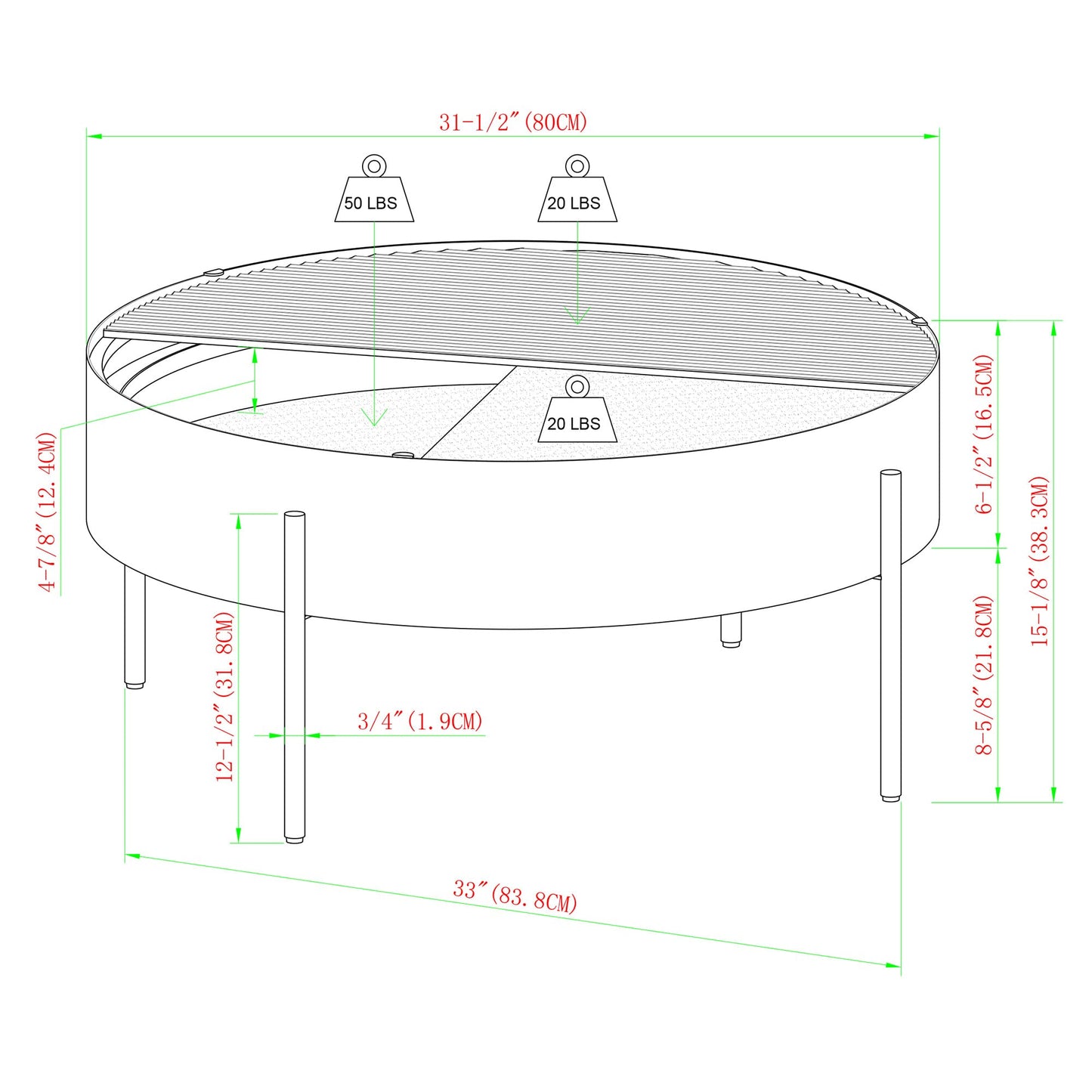 Walker Edison Katrina Contemporary Faux Marble Drum Coffee Table with Sliding Top, 33 Inch, English Oak - WoodArtSupply