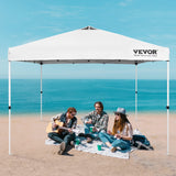 VEVOR Pop Up Canopy Tent, 10 x 10 ft, 250 D PU Silver Coated Tarp, with Portable Roller Bag and 4 Sandbags, Waterproof and Sun Shelter Gazebo for Outdoor Party, Camping, Commercial Events, White VEVOR