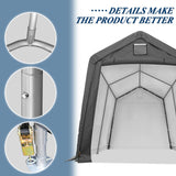 COVERONICS 7' x 12' Outdoor Storage Shed - Heavy Duty Portable Shelter Carport with Ventilation Windows and Roll-up Doors, Storage Shelter Tent for Motorcycle, Bike, Lawnmower and Garden Tools, Grey COVERONICS