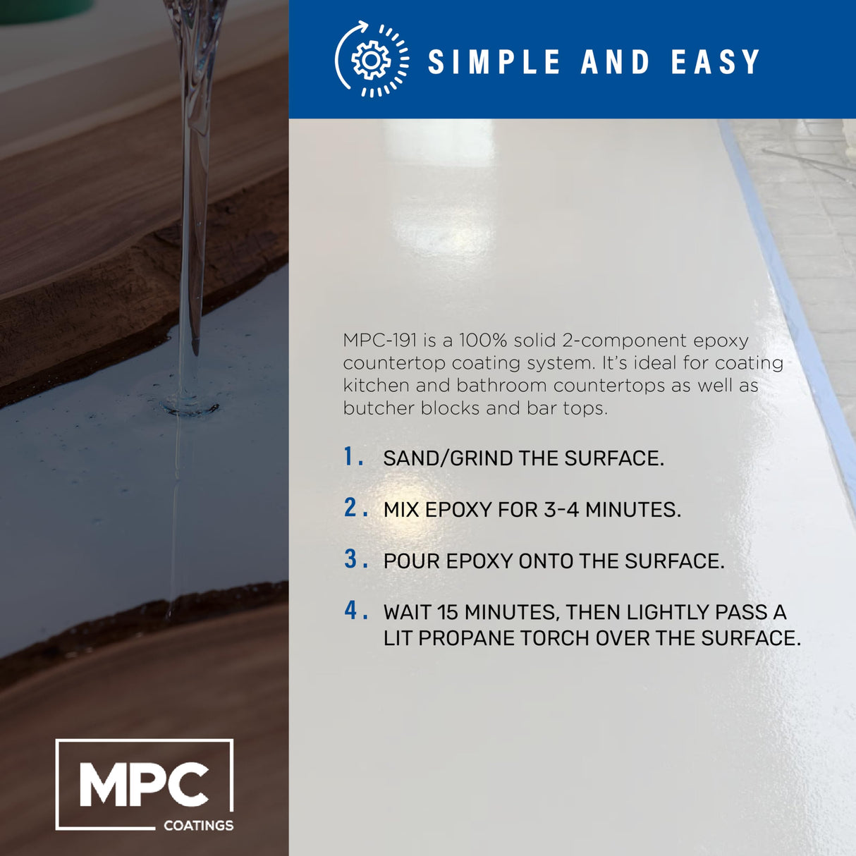 MPC-191 Epoxy Resin Kit, Countertop Epoxy Kit for Versatile Use,Clear Master Protective Coatings
