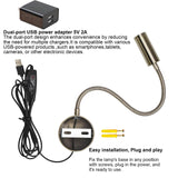 Taysing LED Reading Light 3W 270lm Dimmable Timing Wall Mounted Reading Lamp Wall Sconces Bed Lamps Task Directional LED Gooseneck Light for Bedside Headboard Bunk Bed 2 Pack(Soft White 3000K) Taysing