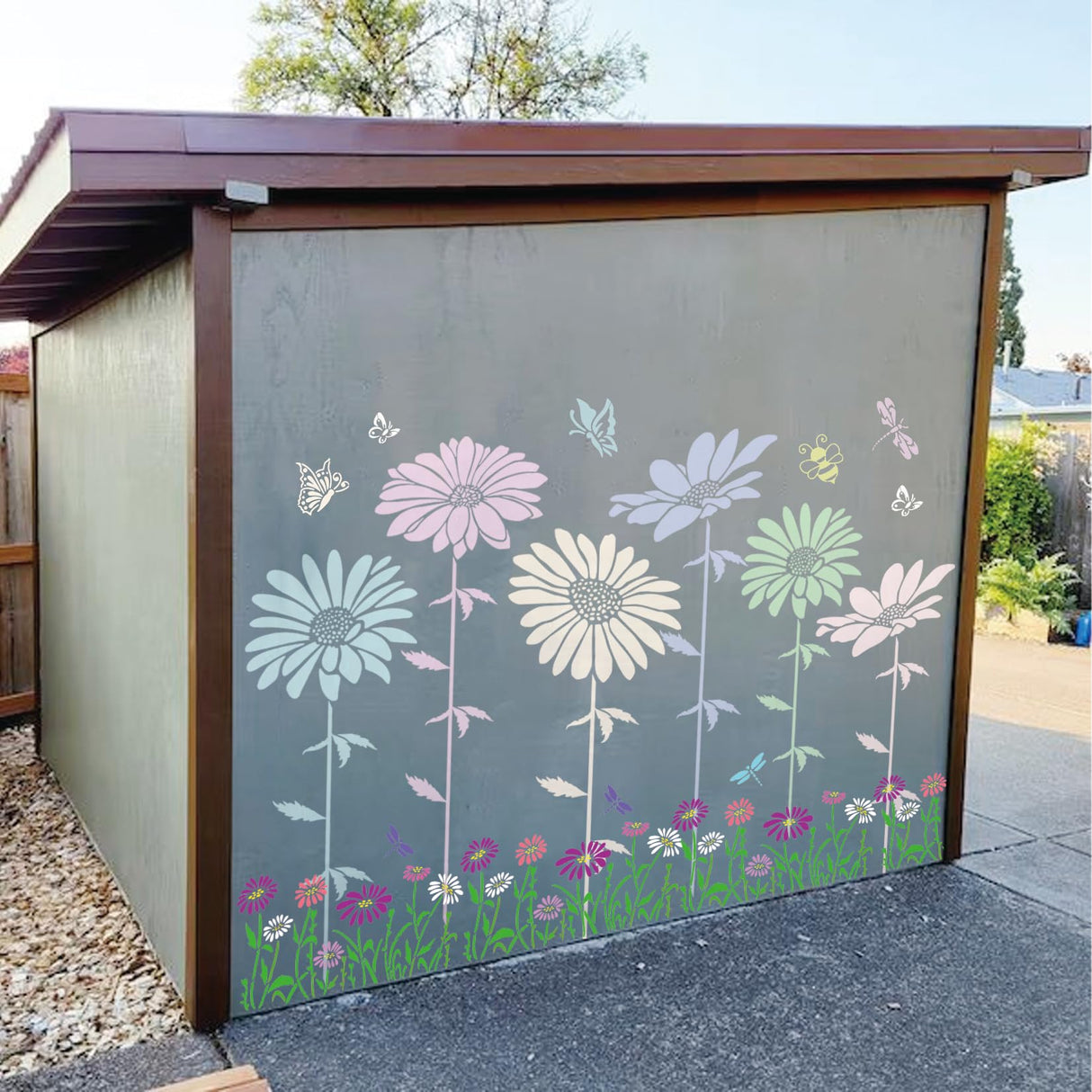 Large Flower Stencils for Painting on Walls – 12x14 Inch Jumbo Reusable Blooming Wildflower DIY Art Stencils for Fence, Wood, Fabric, Garden, Walls, Furniture, Crafts, Canvas(daisy6) MYJMN