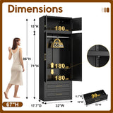 UNICOLY 86" Wardrobe with Drawers, 71'' Armoire Wardrobe Closet with 15" Cabinet, Metal Clothes Storage Cabinet with Hanging Rod, for Bedroom School, Employee, Gym, Assembly Required, Black UNICOLY