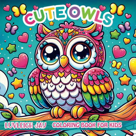 Cute Owls Coloring book for kids: 50 Cute Cartoon Birds designs for Boys and Girls Ages 3-12 Majosta