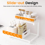2 Pack Under Sink Organizer, 2-Tier Heavy Duty Metal Pull Out Cabinet Organizer Slide Out Sink Shelf Organizer Height Adjustable, Multi-Purpose Storage Shelf for Kitchen Bathroom (White,2 Pack) Toyear