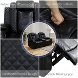 Anthato Leather Power Recliner Sofa Set, Living Room Furniture Sets, 2 Piece Reclining Sofa Set with LED, Black Recliner Furniture with Arm Storage/Cup Holders/Charging Ports for Home Theater/Office Anthato