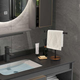 BCOZLUX Towel Holder Stand, Countertop Hand Towel Stand for Bathroom and Kitchen, Free Standing Counter Towel Rack with Weighted Wood Base, Rustic Black and Brown BCOZLUX