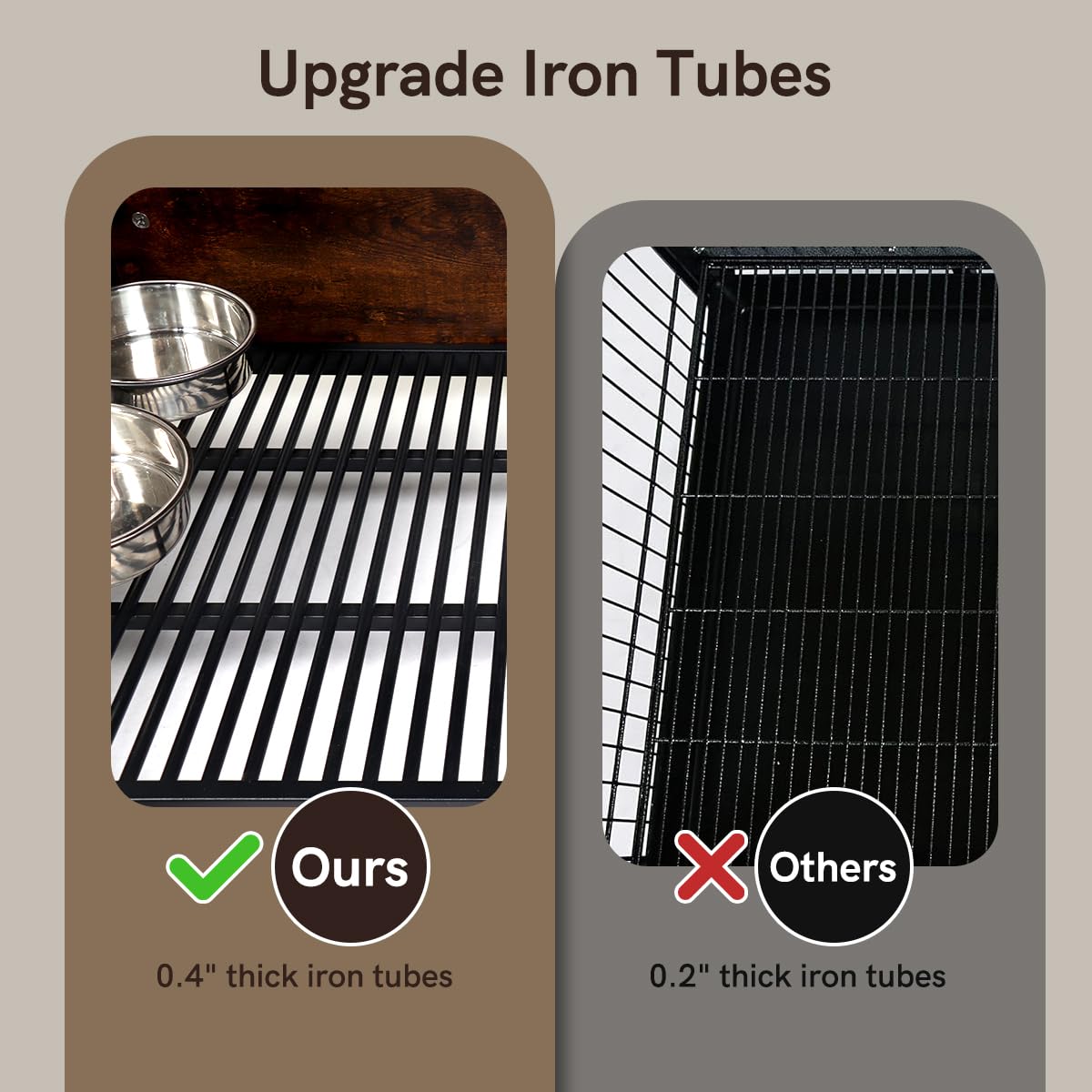 Snowtaros Dog Crate Furniture, Wooden Dog Kennel with 360° Rotatable Bowls, Heavy Duty Dog Crate with Double Doors, Dog Cage End Table Indoor with Removable Tray Swiveling Wheels for Small Medium Dogs Snowtaros