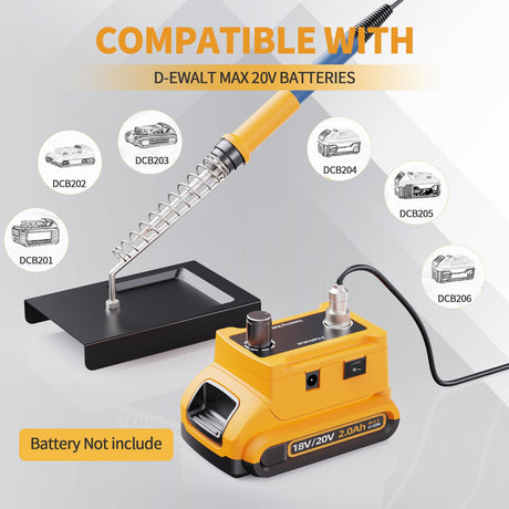 Hakea Cordless Soldering Station for Dewalt 20V Max Battery - Electric Digital LCD Display Soldering Iron Station Fast Heating Up Soldering Station for DIY, Appliance Repair (Battery Not Included) Hakea