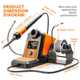 Digital Soldering Iron station Kit, 2 Auxiliary Clamps, 5 Soldering Iron Tips, Solder Wires, Solder Suckers, Stainless Steel Tweezers, and a Phillips Start, soldering station MEAKEST