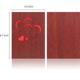 Creawoo Handmade Walnut Wood Love Greeting Card with Unique Gift Card Box The Best Valentine's Day, Anniversary Birthday Gift Idea Card for Her, Him, Wife, Husband Creawoo