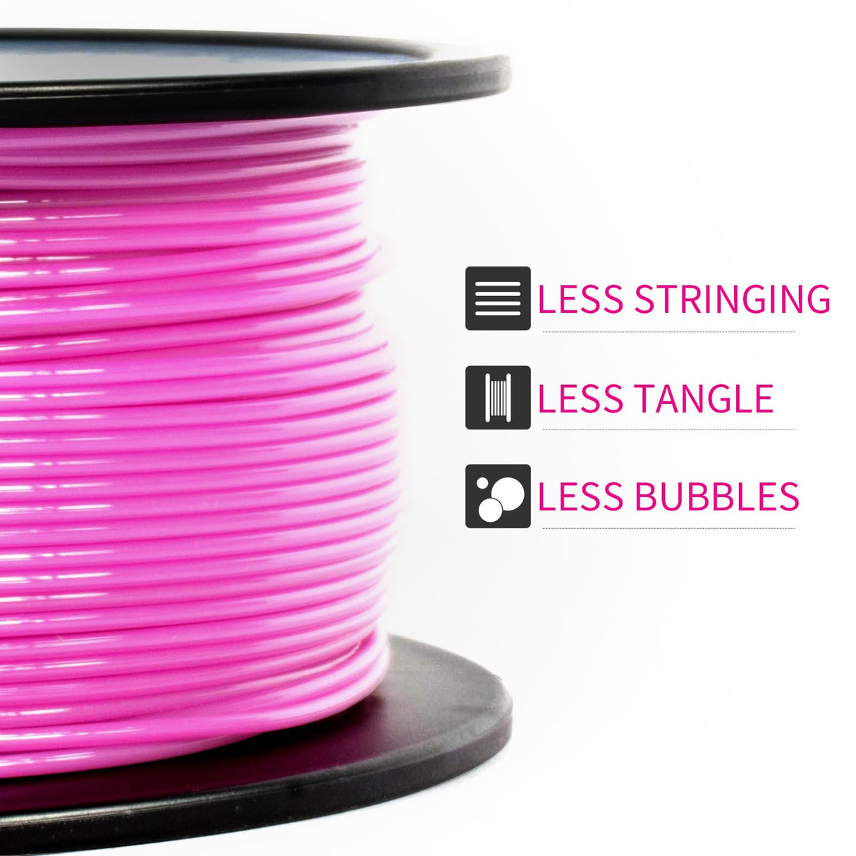 TEQStone PETG Filament 1.75mm Pink Magenta 1KG Spool, Consistent Diameter +/-0.02mm 3D Printer Filament Vacuum Packaging TEQStone