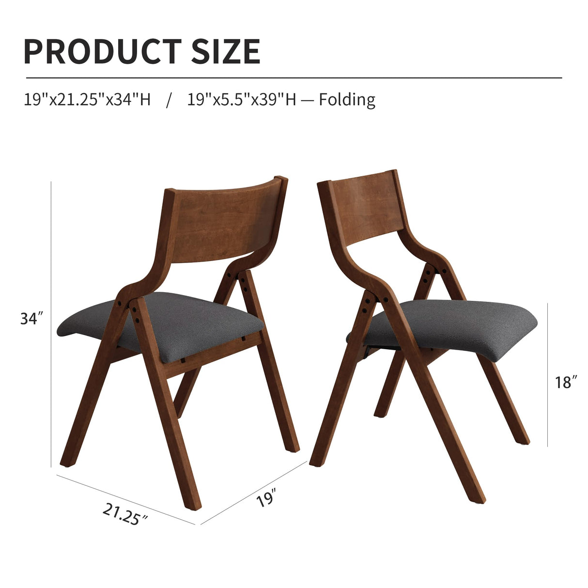 YOPTO Folding Wooden Chairs Set of 2 with Padded Seat,Portable Dining Chairs W/Ergonomically Designed Back and Cushion,for Dining Room,Restaurant,Kitchen,Office YOPTO