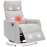 Trustyue Swivel Rocker Recliner Chair, 360° Swivel Recliner with Heat and Massage, Rocker Recliner Nursery Glider Chair with Side Pockets for Living Room (Beige, Fabric) Trustyue