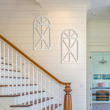 Yulejo 2 Packs 15.16 x 7.7 Inch Rustic Wood Window Frame Wooden Cathedral Arch Window Wall Decor Frame Art Farmhouse Wall Decor for Home Kitchen Living Room Bedroom Yulejo