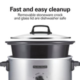 Hamilton Beach 6-Quart Slow Cooker with 3 Cooking Settings, Dishwasher-Safe Stoneware Crock & Glass Lid, Silver (33665G) Hamilton Beach