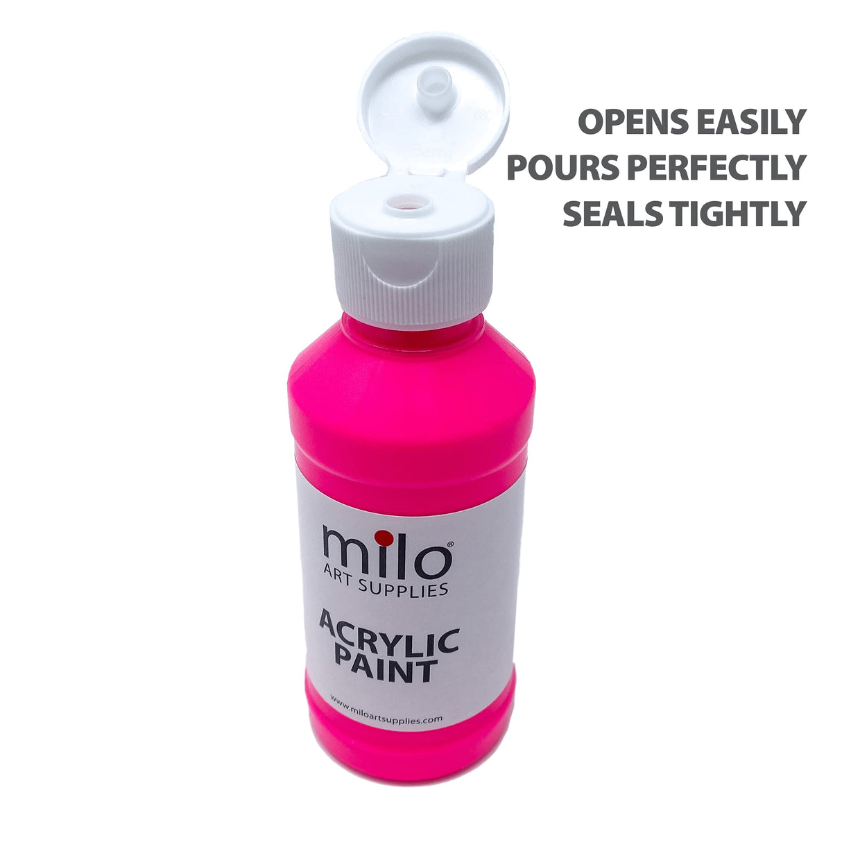 milo Fluorescent Acrylic Paint Set of 6 Colors | 4 oz Bottles | Student Neon Colors Acrylics Painting Pack | Made in the USA | Non-Toxic Art & Craft Paints for Artists, Kids, & Hobby Painters milo