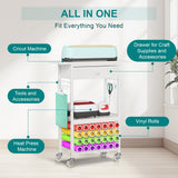 Snughome Craft Cart Compatible with Cricut Maker, Craft Organizers and Storage for Cricut Cart Organizer Table with Wheels, Drawer and 28 Vinyl Roll Holders, White, 23.6"(L) x 9.5"(D) x 31.7"(H) Snughome