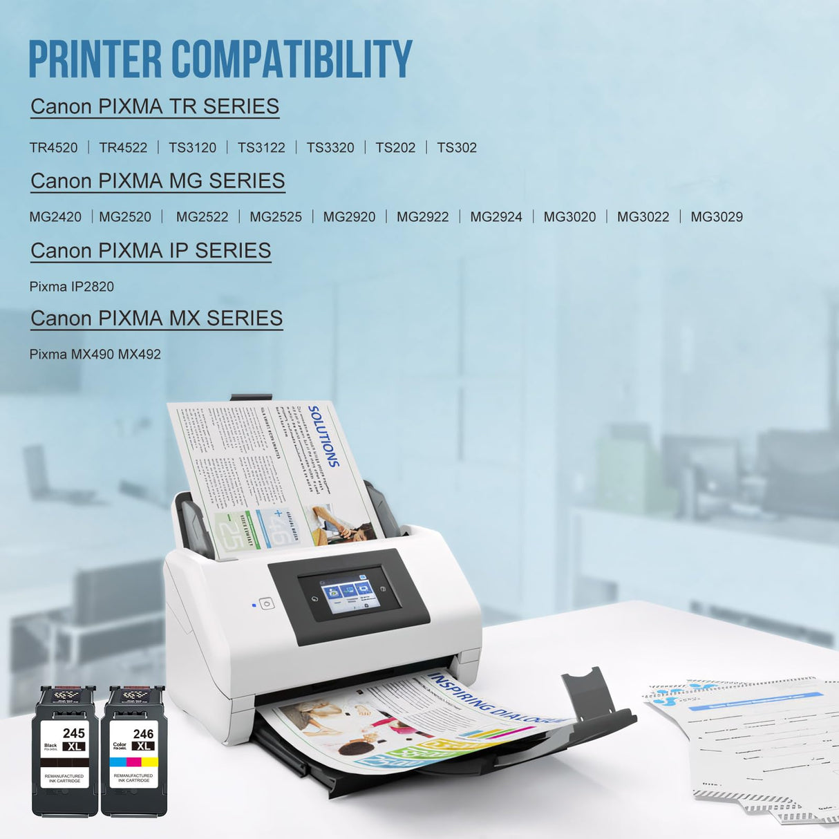 245XL 246XL Ink Cartridges for Canon Ink 245 and 246 PG245 CL246 XL Black Color Combo 243 244 for PIXMA MX490 TR4520 TS3322 TR4522 TR4500 TS3122 TS3300 MX492 MG2522 TS3100 TS3320 Printer (2 Pack) Onorigi