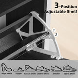 Joaxswe Shoe Storage Cabinet with 2 Flip Drawers, Farmhouse Shoes Organizer for Entryway, Narrow Hidden Shoe Rack with Wooden Legs & Open Storage, Free Standing Shoe Closet for Foyer, Hallway, Black Joaxswe