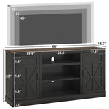 Hlivelood 66" Farmhouse TV Stand with Power Outlets for 75 65 Inch TVs, 33" Tall Entertainment Center with Storage Cabinets w/Adjustable Shelves, Rustic Large TV Media Console for Living Room, Black Hlivelood