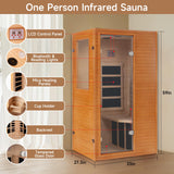 Real Relax Far Infrared Sauna, Home Indoor Sauna Room Canadian Hemlock Wooden Dry Saunas 950W 120V with Control Panel and 6 Low EMF Heaters Panels for Personal Spa Real Relax