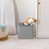 IRIS USA Premium Top Entry Cat Litter Box with Scoop, Square Enclosure for Cat and Kitty, Gray IRIS USA