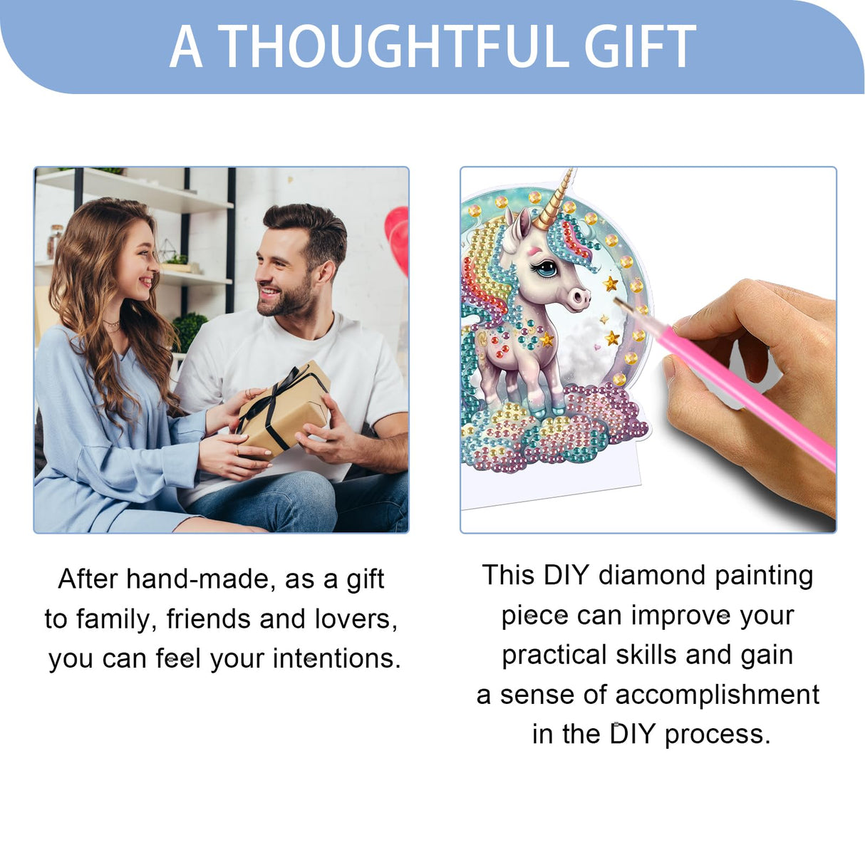 JISHSHAY Diamond Painting Night Light Diamond Art Table Lamps Gem Art LED Lights Gem Painting Desk Lamp Mosaic Kits for Adults DIY Kits for Adults Paint by Numbers,with Special Shaped Crystal,Unicorn JISHSHAY