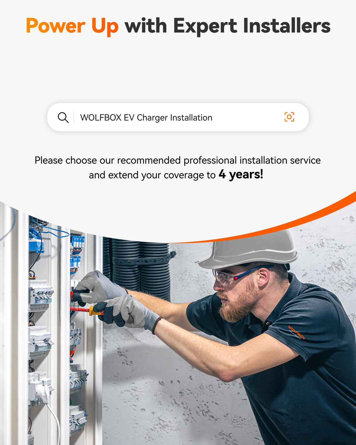 WOLFBOX Level 2 EV Charger 50 Amp - Smart Display, RFID Card, 25ft Cable, Outdoor/Indoor, Hardwired EV Charger Level 2, WiFi Enabled Electric Car Charger, 240V Electric Vehicle Charging Stations WOLFBOX