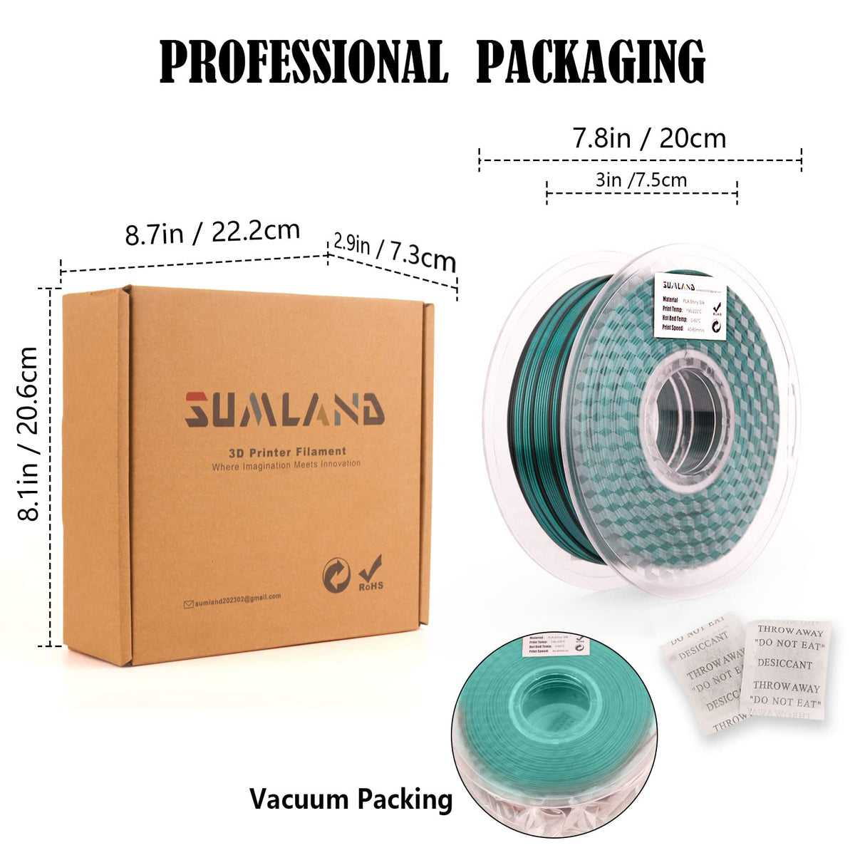 SUMLAND PLA Filament 1.75mm,Silk PLA 3D Printer Filament Dual Color Filament Black Green PLA Filament 2 in 1 Coextrusion,3D Printing Filament+/-0.02mm,1KG/2.2lb SUMLAND