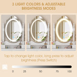 Vanity Desk with Mirror and Lights, Modern Vanity Makeup Table and Cushioned Stool Set with 4 Drawers, 3 Color Lighting Modes with Adjustable Brightness, Dressing Table Set for Bedroom (White) Alohappy