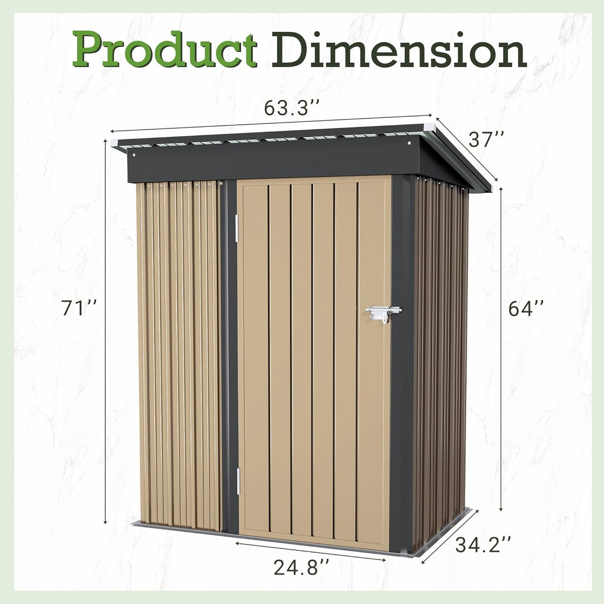 Furniwell Outdoor Storage Shed, Metal Garden Sheds Outdoor Storage House with Single Lockable Door for Backyard Patio Lawn (Brown, 5 x 3 FT) Furniwell