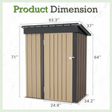 Furniwell Outdoor Storage Shed, Metal Garden Sheds Outdoor Storage House with Single Lockable Door for Backyard Patio Lawn (Brown, 5 x 3 FT) Furniwell