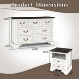 CATMIX Farmhouse Bedroom Set, 3 Pieces Bedroom Furniture Set, Rustic Wood 6 Drawer Dresser and Nightstands, Chest of Drawers Wide Storage Organizer Cabinet for Bedroom CATMIX