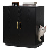 Gitelsnour Litter Box Enclosure, 30.9'' High Large Litter Box Furniture, Modern Cat Litter Box Enclosure with Hidden Storage, Side Table, End Table, Black GCLB003BK Gitelsnour