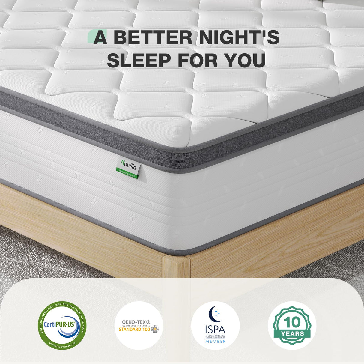 Novilla Full Size Mattress, 12 Inch Hybrid Mattress in A Box, Pocket Innerspring for Motion Isolation, Supportive & Pressure Relief Novilla