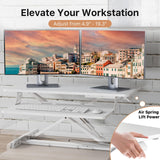 JOY worker Standing Desk Converter, 32" Wide Height Adjustable Sit Stand Up Desk Riser with Keyboard Tray, Desktop Workstation Riser for Home Office Computer Laptop, Particle Board, White JOY worker