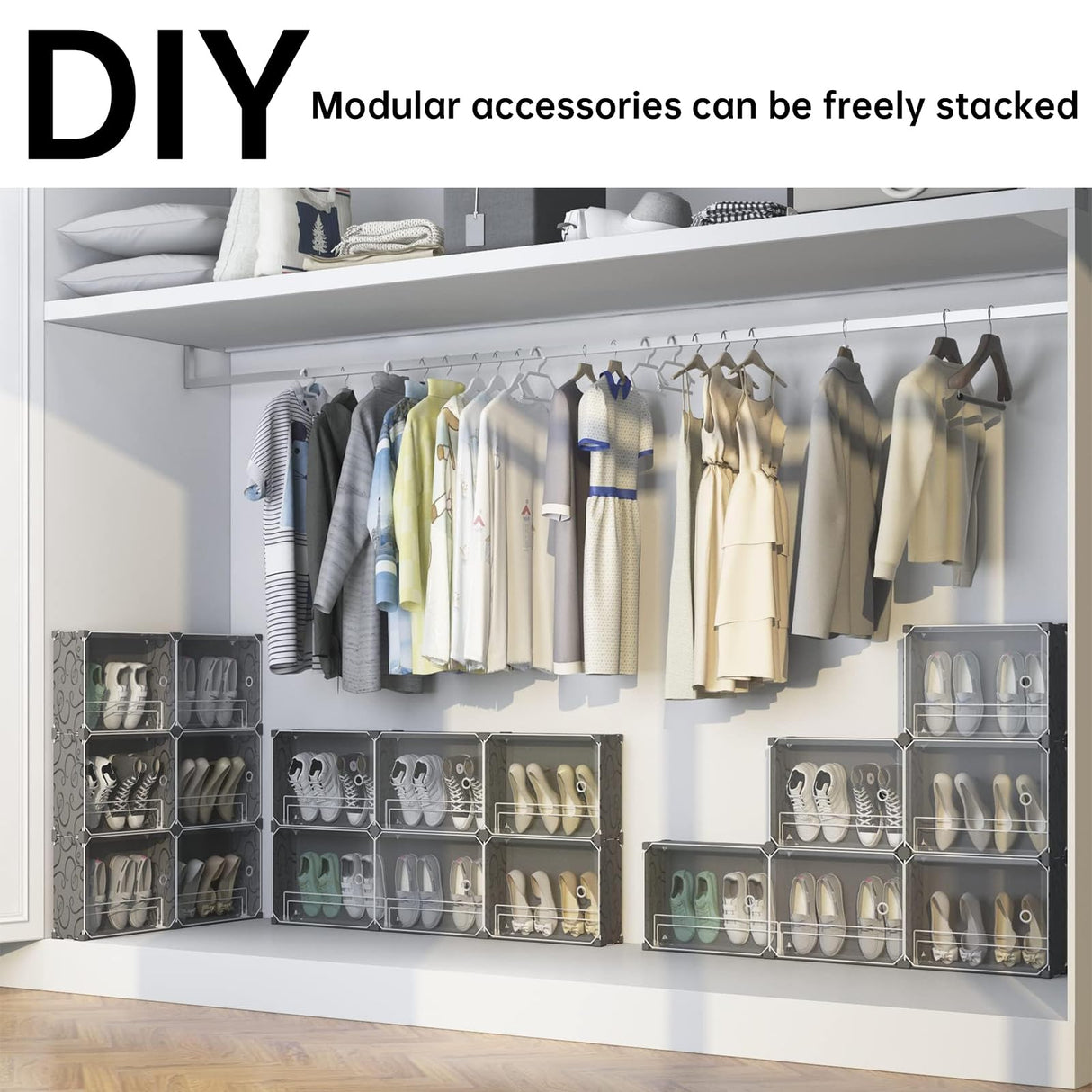 MAGINELS 6 Tier Shoe Rack Organizer with Cover, Slim Shoe Storage Cabinet, Behind The Door, Narrow Shoe Shelf for Closet, entryway, Black MAGINELS