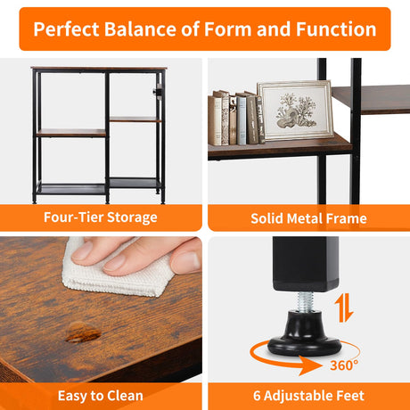 20-29-37 Gallon Fish Tank Stand with 3 Power Outlet 2 USB Port, Metal Aquarium Stand with 4-Tier Adjustable Storage Shelves, 30''L* 13''W*30''H Reptile Tank Stand, Fish Tank Table, 500lbs Capacity SECOCTSR